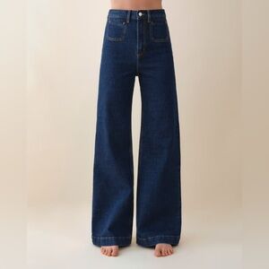 NWT Jeanerica Roma High Waisted Wide Leg Two Weeks Blue Jeans 24 Tuckernuck